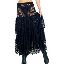 Load image into Gallery viewer, Risqué Tiered Lace Maxi Skirt