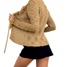 Load image into Gallery viewer, Vintage Fringy Tan Cardi
