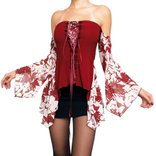 Load image into Gallery viewer, 90s Flowy Lace Up Top