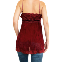 Load image into Gallery viewer, Burgundy Beaded Silk Top