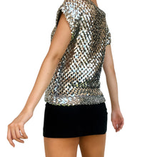 Load image into Gallery viewer, Vintage Silver Sequin Knit Top