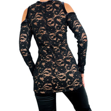 Load image into Gallery viewer, Lacy Black Cutout Top