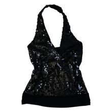 Load image into Gallery viewer, Black Sequin Halter Top