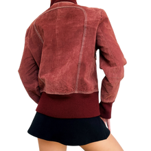 Load image into Gallery viewer, Vintage Brick Red Suede Bomber Jacket