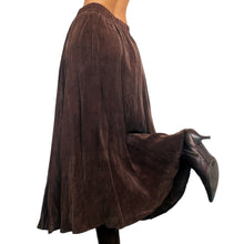 Load image into Gallery viewer, Vintage Flowy Brown Midi Skirt