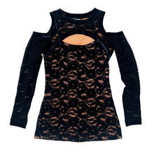 Load image into Gallery viewer, Lacy Black Cutout Top