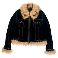 Load image into Gallery viewer, Furry Black Suede Jacket