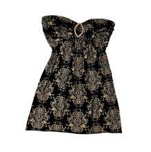 Load image into Gallery viewer, Black & Gold Strapless Mini Dress