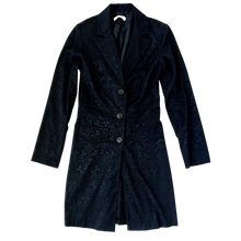 Load image into Gallery viewer, Long Black Brocade Blazer