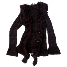 Load image into Gallery viewer, Ruffly Chocolate Brown Cardigan