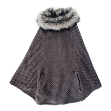 Load image into Gallery viewer, Furry Gray Knit Poncho Sweater