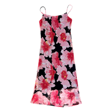 Load image into Gallery viewer, 90s Black & Pink Floral Midi Dress