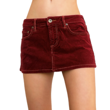 Load image into Gallery viewer, Burgundy Corduroy Mini Skirt