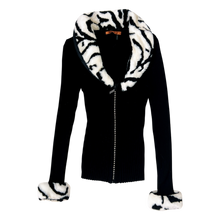 Load image into Gallery viewer, Furry Zebra Zip Up Sweater