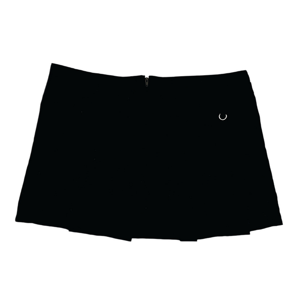 90s Pleated Black Grommet Mini Skirt
