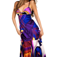 Load image into Gallery viewer, Caché Swirly Silk Maxi Dress