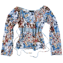 Load image into Gallery viewer, Vintage Flowy Blue Floral Top