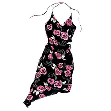 Load image into Gallery viewer, 90s Black & Pink Floral Halter Dress