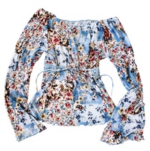 Load image into Gallery viewer, Vintage Flowy Blue Floral Top
