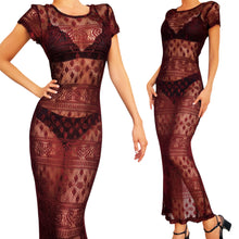Load image into Gallery viewer, 90s Sheer Burgundy Maxi Dress
