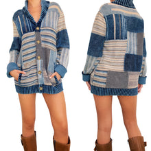 Load image into Gallery viewer, Chunky Knit Patchwork Cardigan