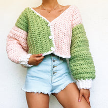 Load image into Gallery viewer, Chunky Pastel Colorblock Cardigan by Carolannie Crochet