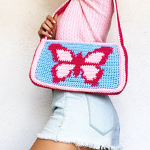 Load image into Gallery viewer, Cotton Candy Butterfly Shoulder Bag by Carolannie Crochet