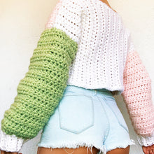 Load image into Gallery viewer, Chunky Pastel Colorblock Cardigan by Carolannie Crochet