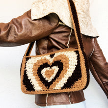 Load image into Gallery viewer, Chocolate Hearts Shoulder Bag by Carolannie Crochet