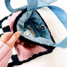 Load image into Gallery viewer, Checkered Heart Crossbody Bag by Carolannie Crochet