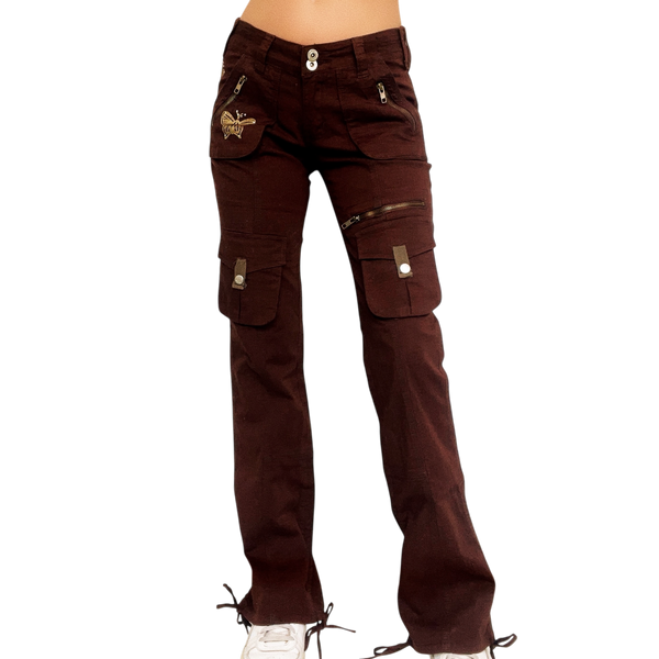 Brown Butterfly Cargo Pants