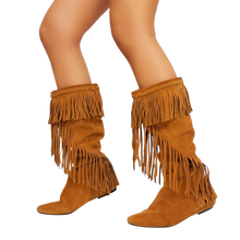 Load image into Gallery viewer, Suede Leather Fringe Boots
