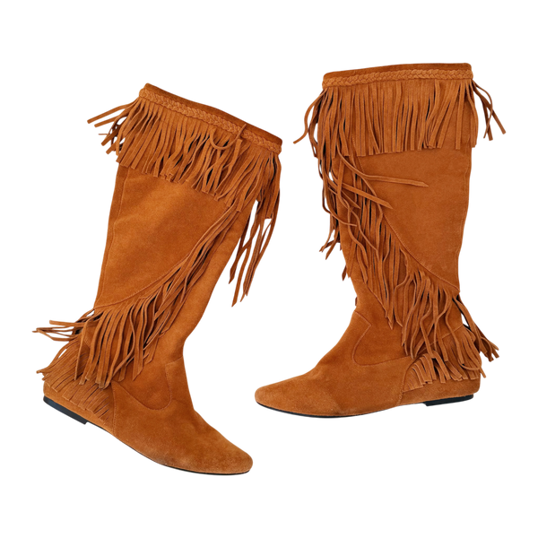 Suede Leather Fringe Boots