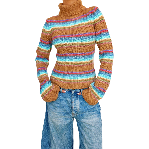 Early 2000s Chunky Striped Turtleneck