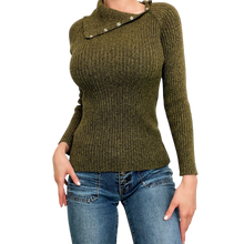 Load image into Gallery viewer, Mossy Green Snap Sweater
