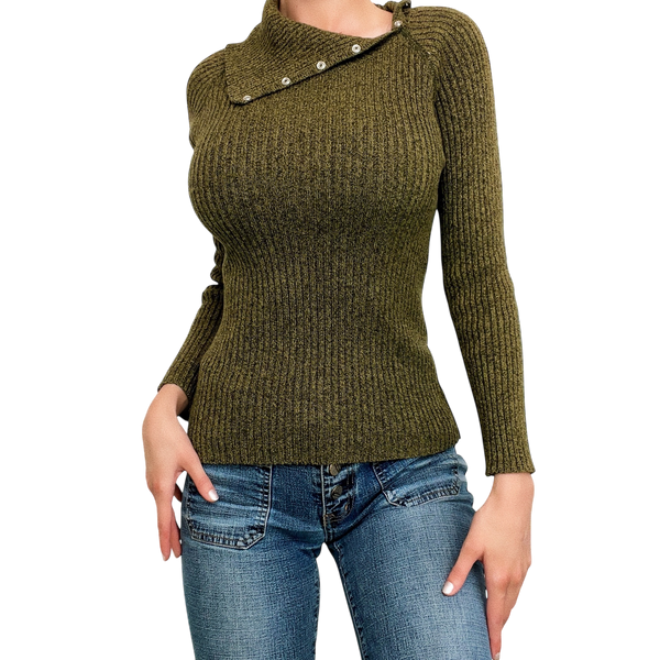 Mossy Green Snap Sweater