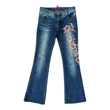 Load image into Gallery viewer, Beaded Floral Low Rise Jeans
