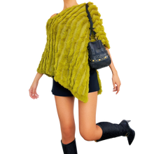 Load image into Gallery viewer, Green Rabbit Fur Poncho
