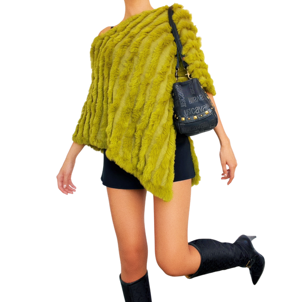 Green Rabbit Fur Poncho