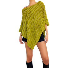 Load image into Gallery viewer, Green Rabbit Fur Poncho

