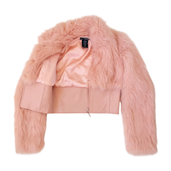 Baby Pink Leather & Faux Fur Jacket