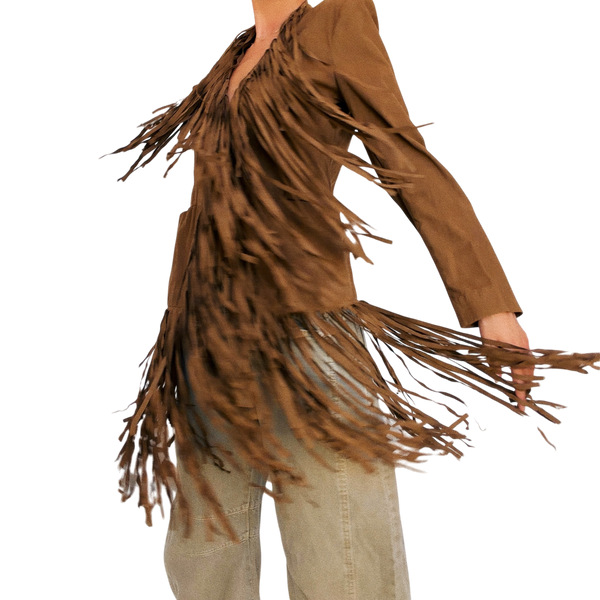 Faux Suede Fringe Jacket