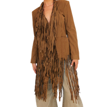 Load image into Gallery viewer, Faux Suede Fringe Jacket
