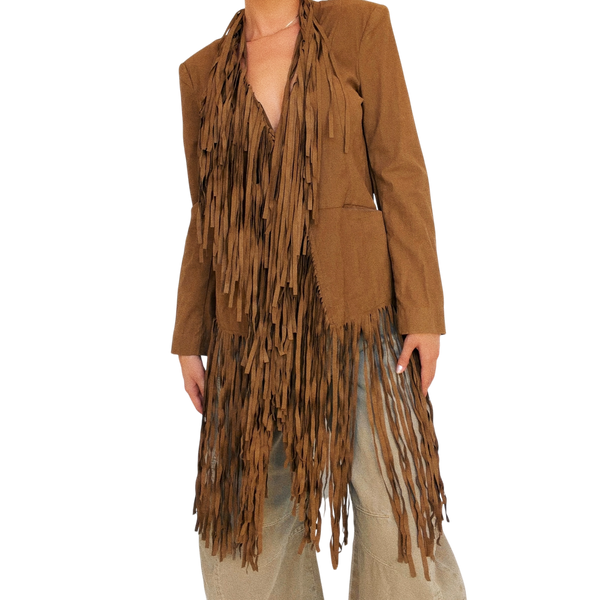 Faux Suede Fringe Jacket