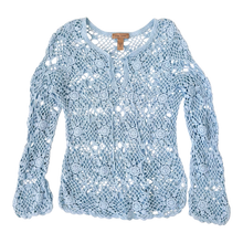 Load image into Gallery viewer, Baby Blue Lace Up Crochet Top

