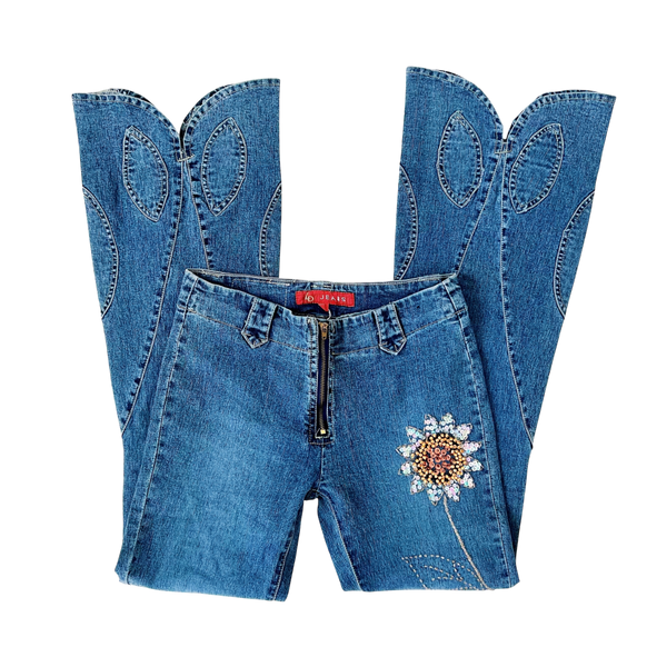 Early 2000s Beaded Sunflower Jeans