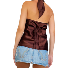 Load image into Gallery viewer, Early 2000s Beaded Satin Halter Top
