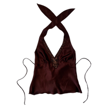 Load image into Gallery viewer, Early 2000s Beaded Satin Halter Top
