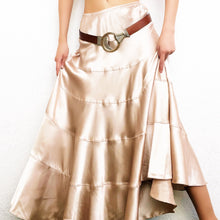 Load image into Gallery viewer, Satin Champagne Tiered Maxi Skirt
