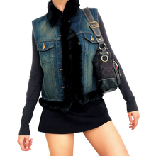 Load image into Gallery viewer, Denim &amp; Rabbit Fur Vest
